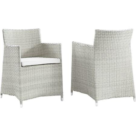 PRIMEWIR Junction Outdoor Patio Armchair in Gray with White Cushion, 2PK EEI-1738-GRY-WHI-SET